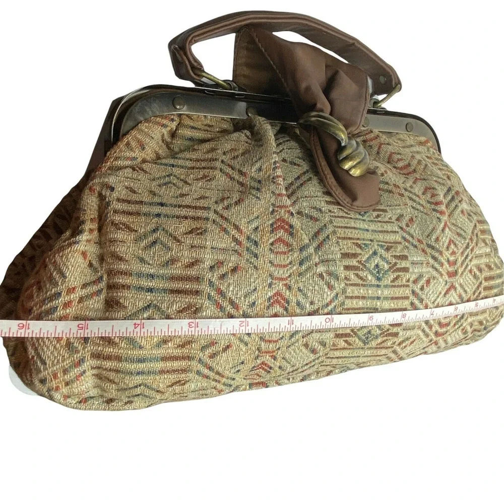 Tapestry Carpet Bag Purse Satchel Carpetbags Of America Womens Tan Inner Pockets